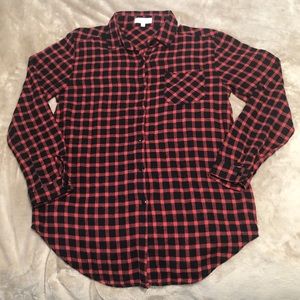 Love Notes Plaid Flannel Button Up Top